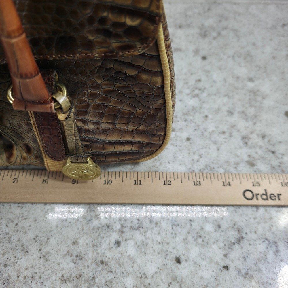 Brahmin Tricolor Collection Brown Croc Embossed Leather Satchel Handbag - Picture 14 of 16